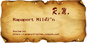 Rapaport Milán névjegykártya